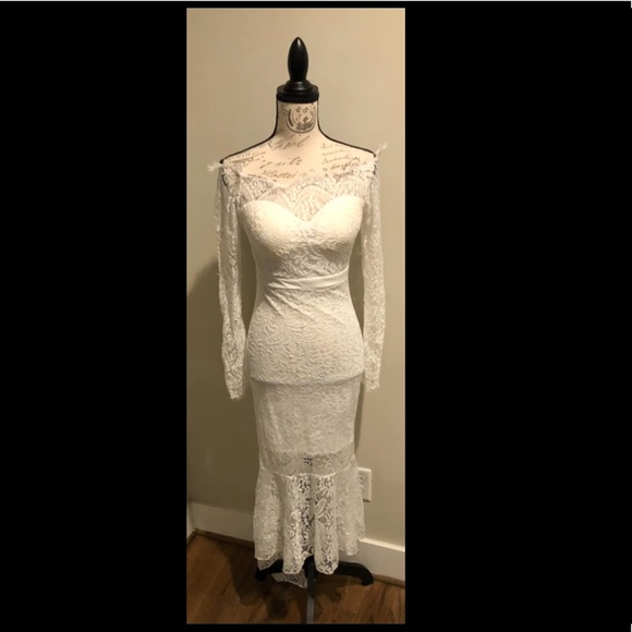 Lace white off the shoulder dress - Picture 6 of 9